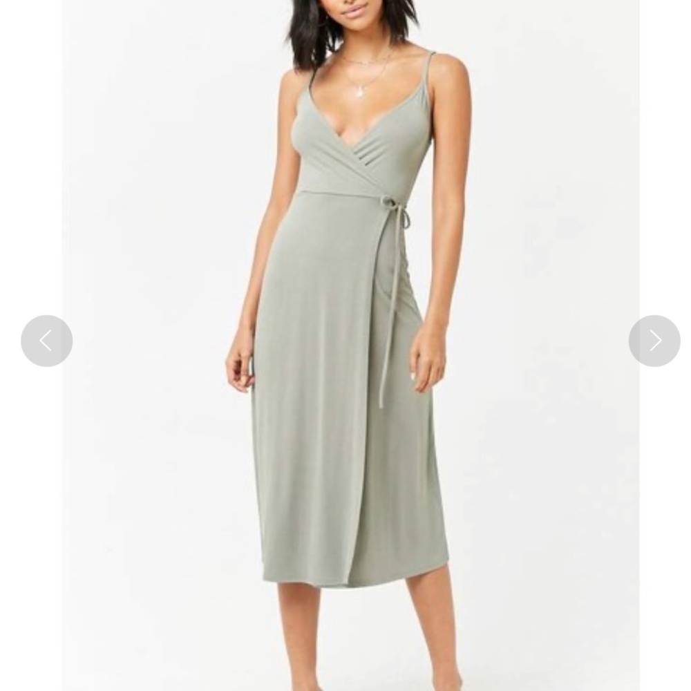 Forever 21 Cami Tulip Sage Green Midi Dress M